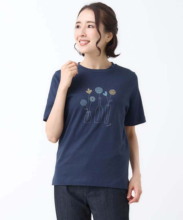 フラワーモチーフ 半袖 Tシャツ