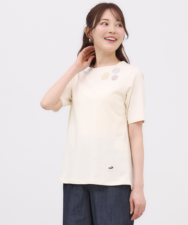 ブローチプリント 半袖 Tシャツ