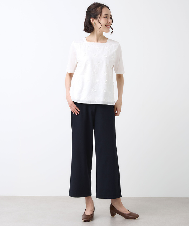 花柄刺繍 ドッキング プルオーバー