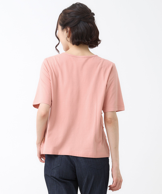 花柄刺繍 ドッキング プルオーバー