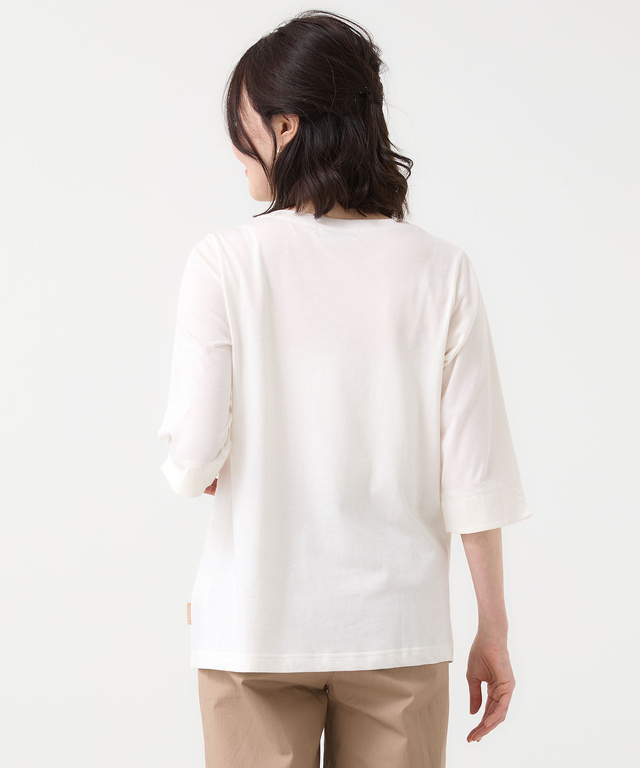 刺繍切り替え 七分袖 カットソー