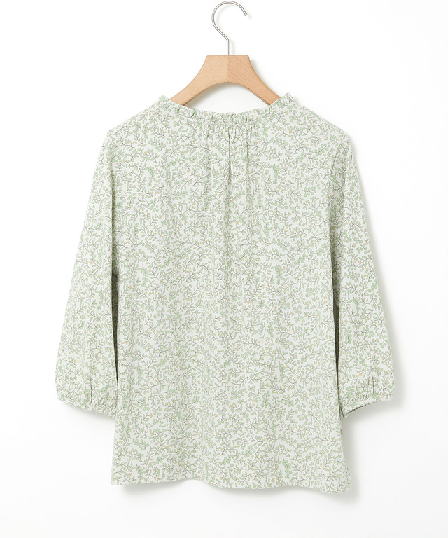 総柄プリント フリル襟 カットソー