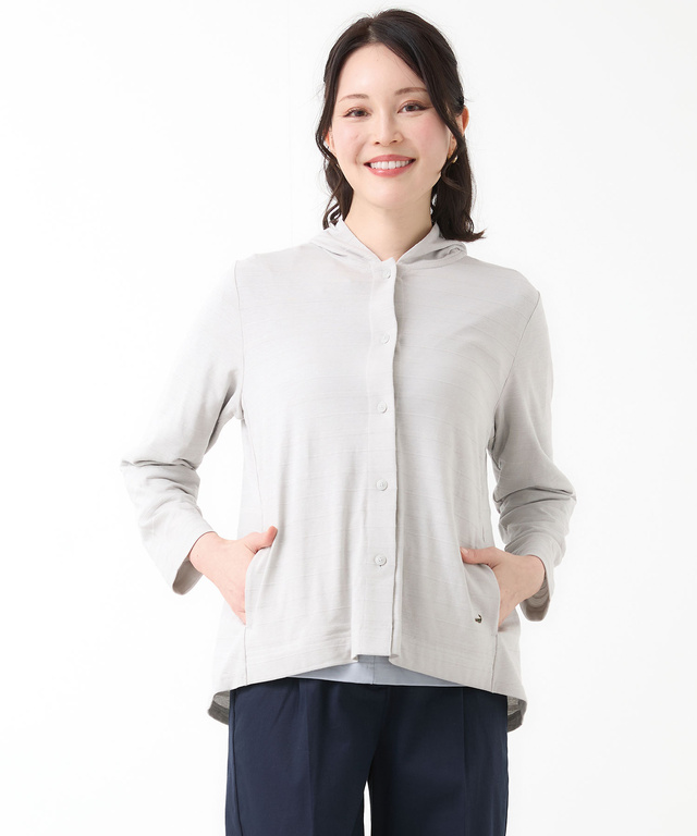 スノーコットン フード カーディガン【接触冷感】