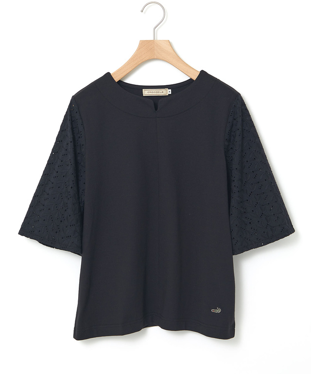 袖刺繍 天竺 カットソー