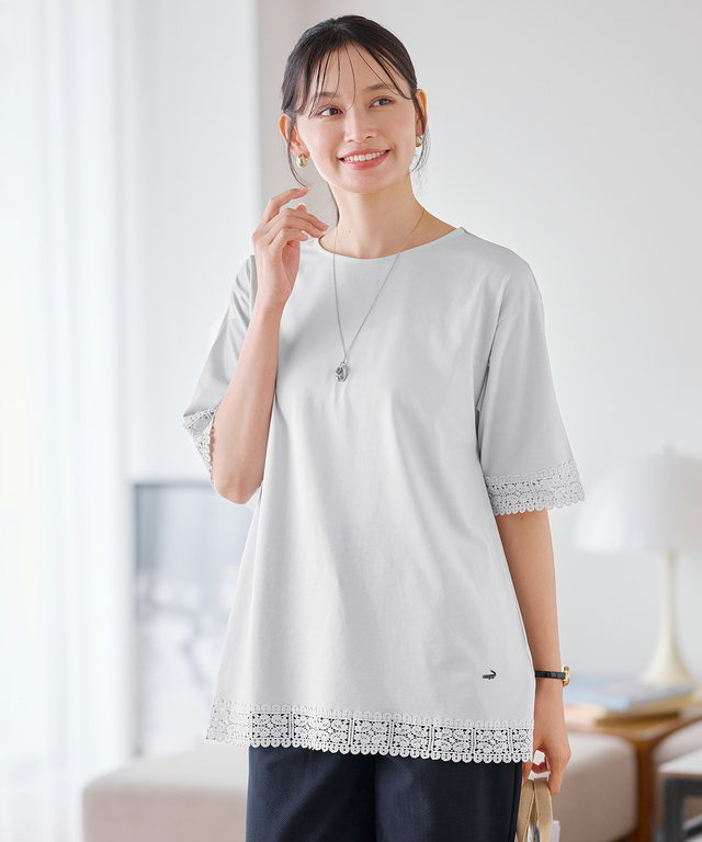 レース チュニック丈 Tシャツ