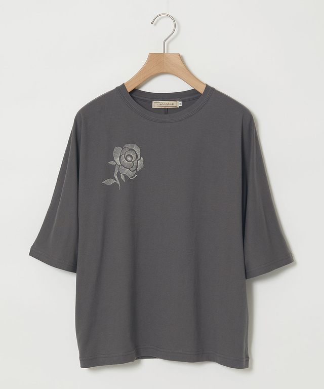 フラワープリント 天竺 Tシャツ