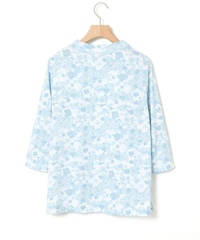 花柄プリント 七分袖 Tシャツ