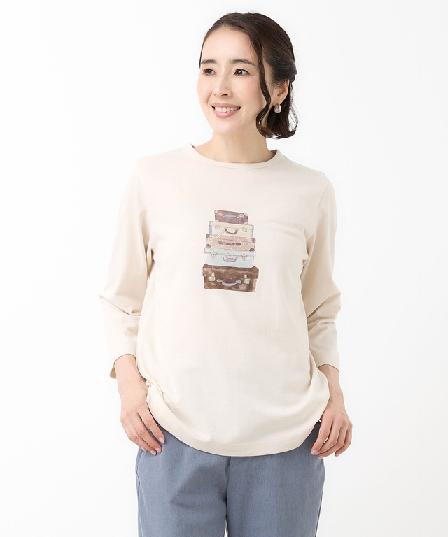 プリント 七分袖 Tシャツ