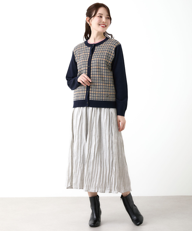 クロコダイルタータン ウールブレンド カーディガン