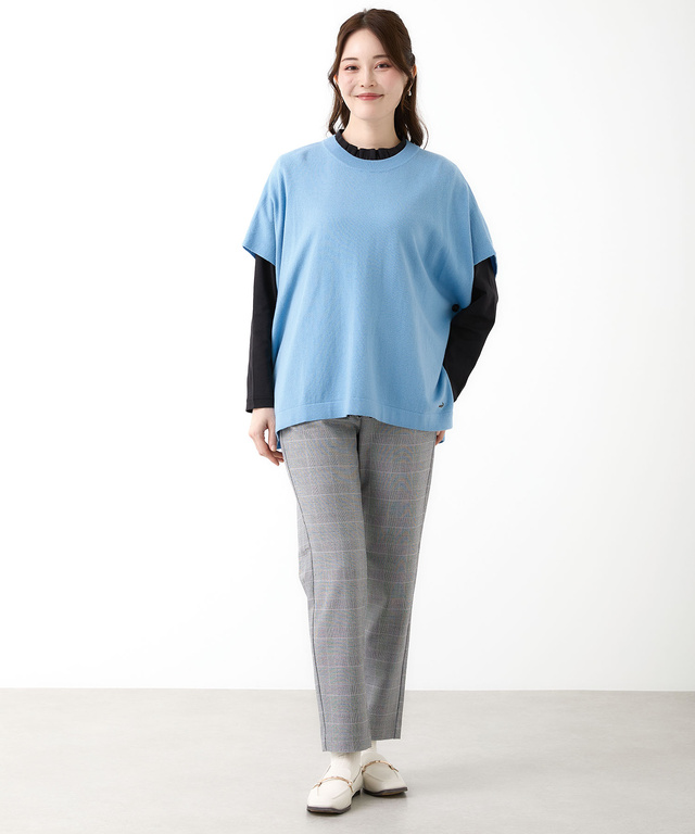 ウールブレンド ポンチョ風 ニット ベスト【手洗いOK】