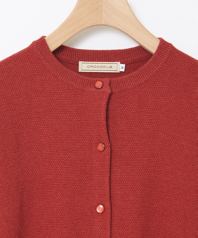 ウールブレンド 鹿の子編み ニットカーディガン【手洗いOK】