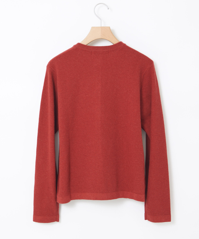 ウールブレンド 鹿の子編み ニットカーディガン【手洗いOK】