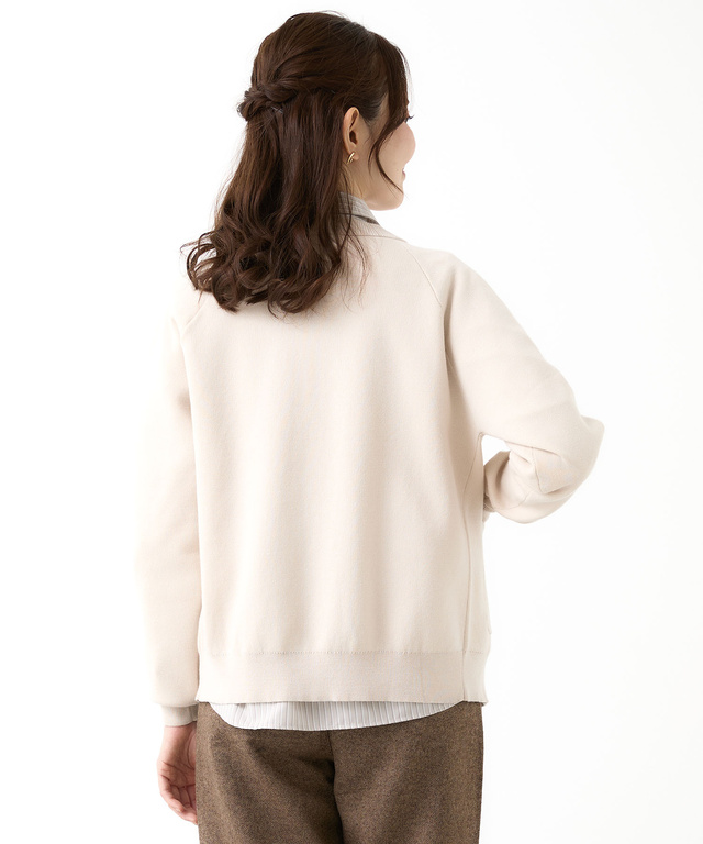 クルーネック ダブルニット カーディガン【手洗いOK】