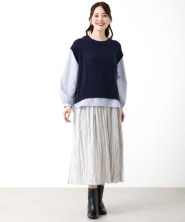 ストライプ ドッキング ニット【手洗いOK】【オンラインショップ限定】