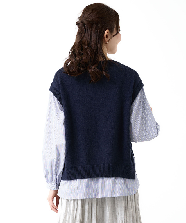 ストライプ ドッキング ニット【手洗いOK】【オンラインショップ限定】