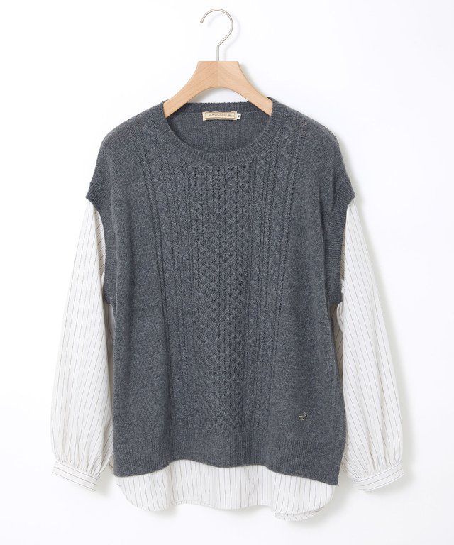 ストライプ ドッキング ニット【手洗いOK】【オンラインショップ限定】