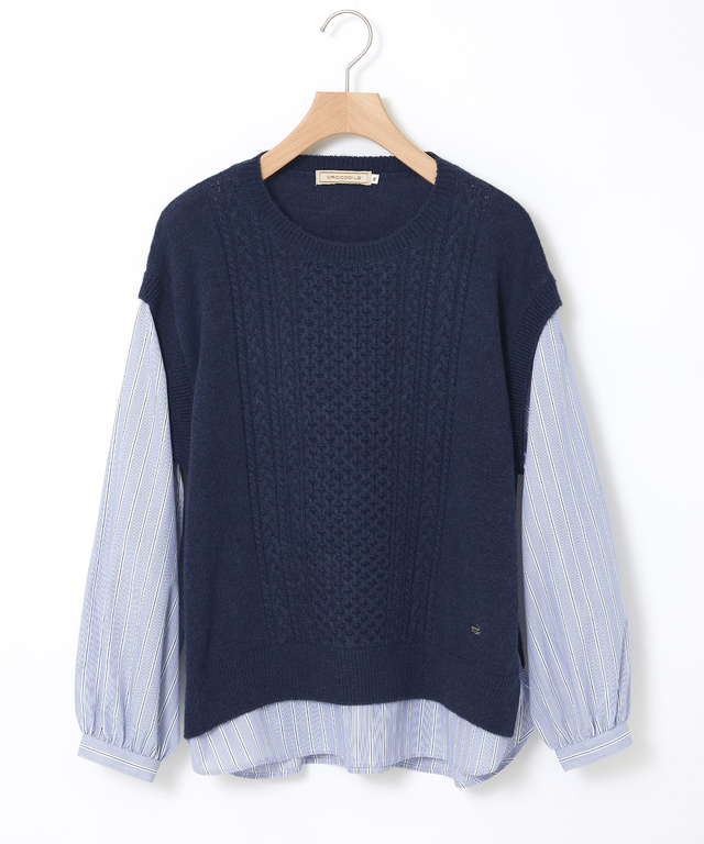 ストライプ ドッキング ニット【手洗いOK】【オンラインショップ限定】