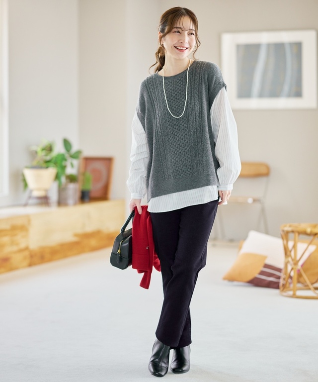 ストライプ ドッキング ニット【手洗いOK】【オンラインショップ限定】