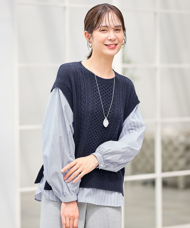 ストライプ ドッキング ニット【手洗いOK】【オンラインショップ限定】