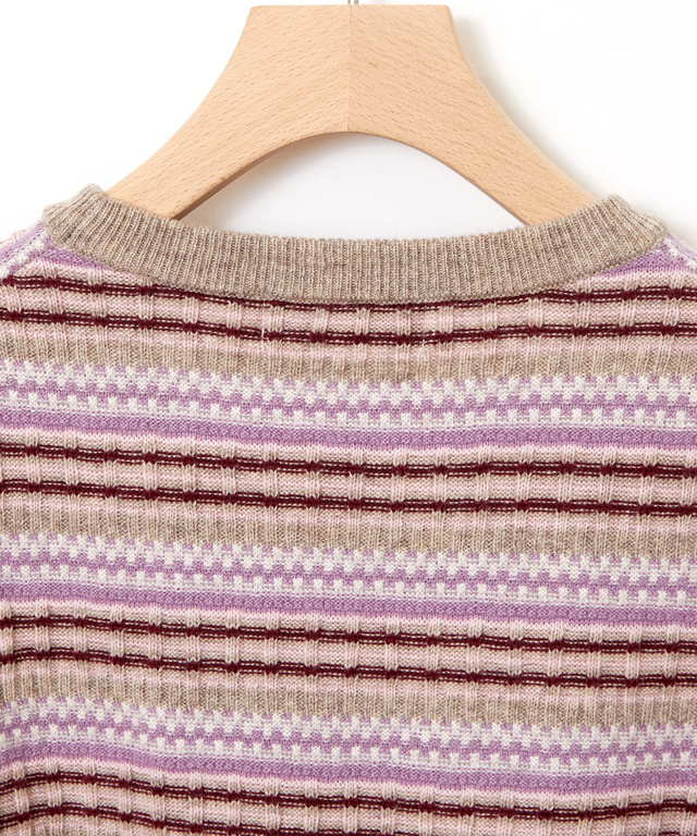 ウールブレンド マルチカラーボーダー ニット【手洗いOK】