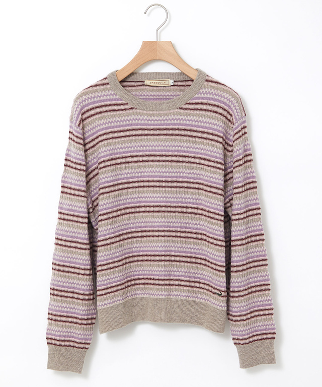 ウールブレンド マルチカラーボーダー ニット【手洗いOK】