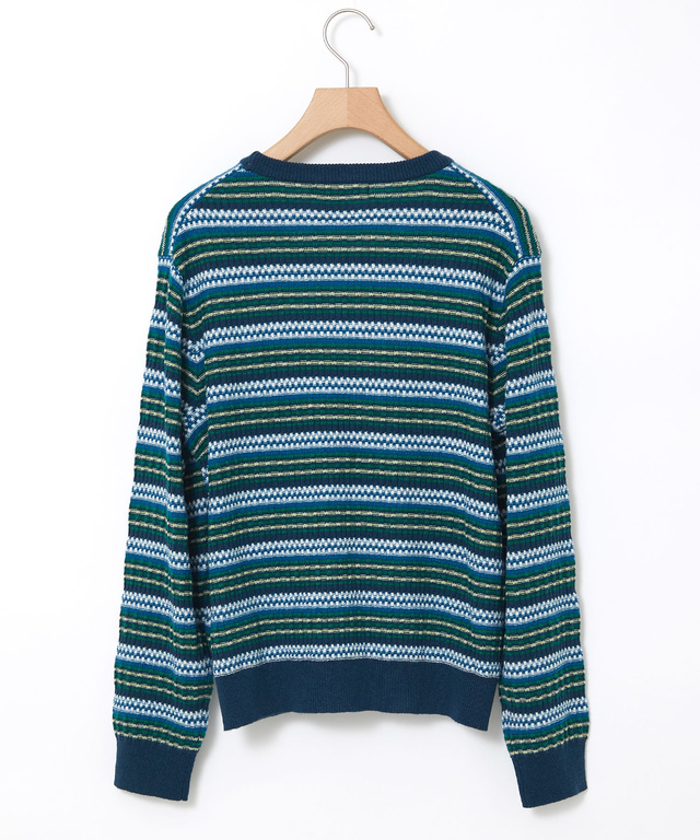 ウールブレンド マルチカラーボーダー ニット【手洗いOK】