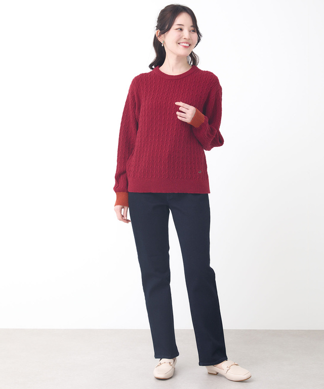 ウール ケーブルニット プルオーバー【手洗いOK】