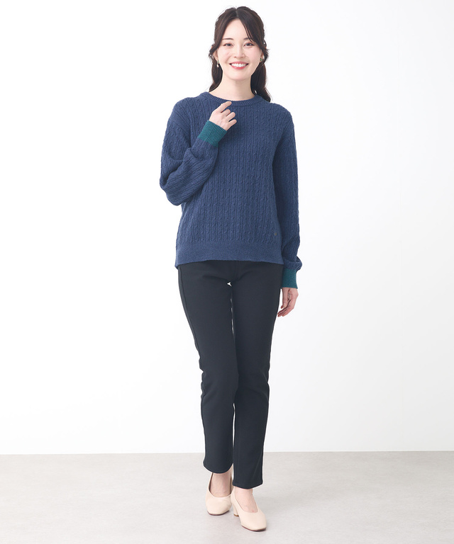 ウール ケーブルニット プルオーバー【手洗いOK】