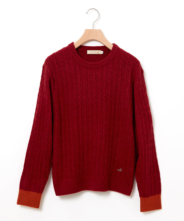 ウール ケーブルニット プルオーバー【手洗いOK】