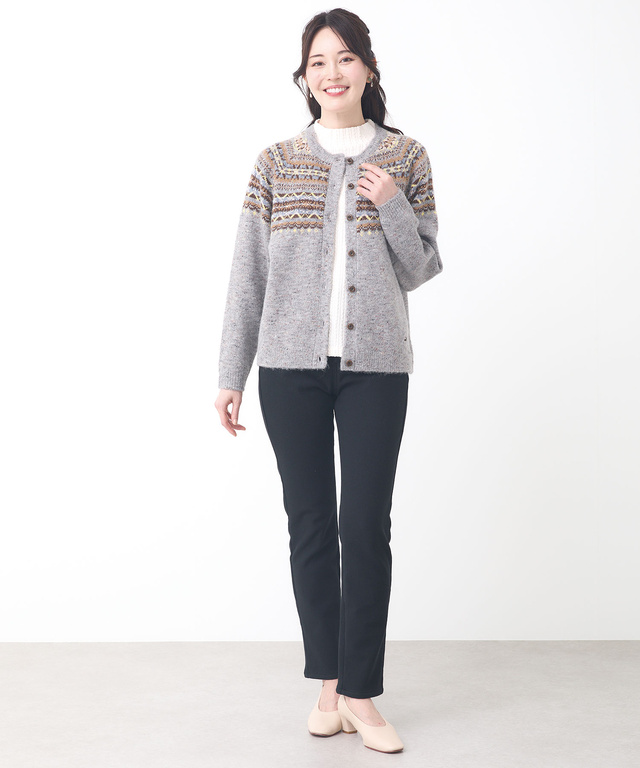 フェアアイル柄 ニットカーディガン 【手洗いOK】