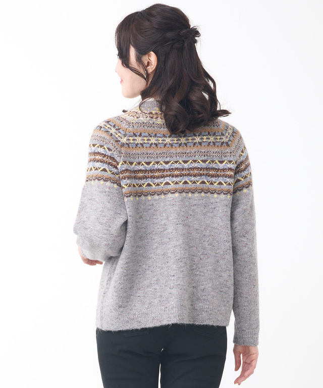 フェアアイル柄 ニットカーディガン 【手洗いOK】