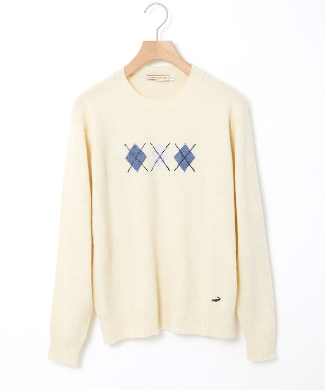 ウールブレンド アーガイル柄 ニット【手洗いOK】