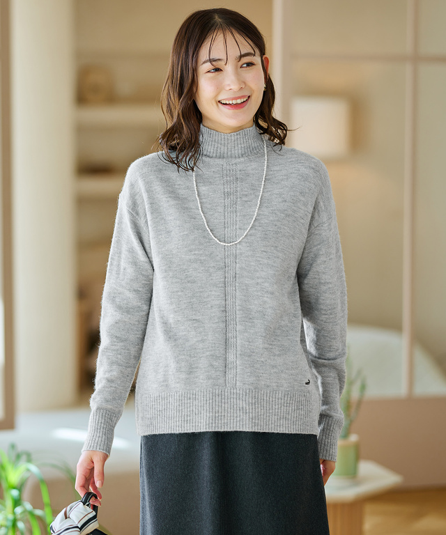 ウールブレンド タートルネック ニット【手洗いOK】