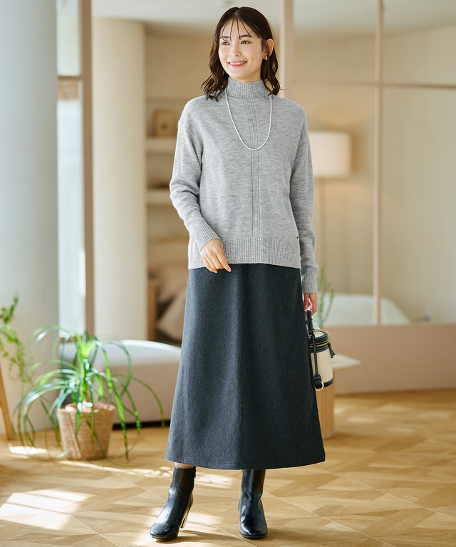 ウールブレンド タートルネック ニット【手洗いOK】