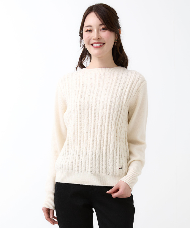 ウールブレンド ケーブル ニット