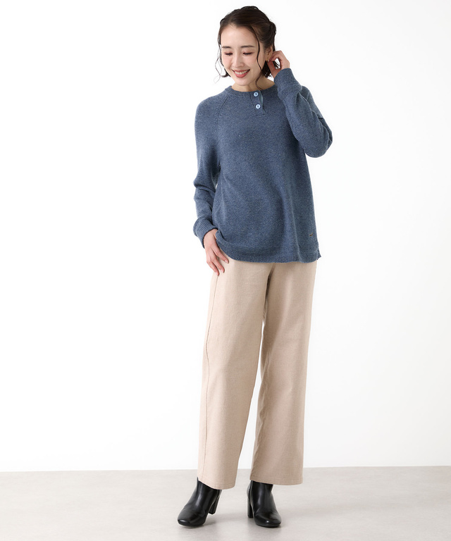 ウールブレンド ヘンリーネック ニット