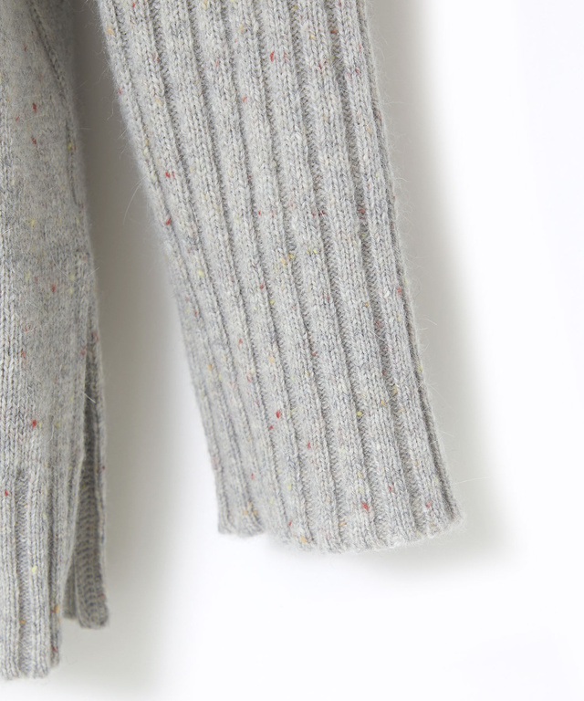 ウールブレンド ハイネック ネップ ニットチュニック【手洗いOK】【オンラインショップ限定】