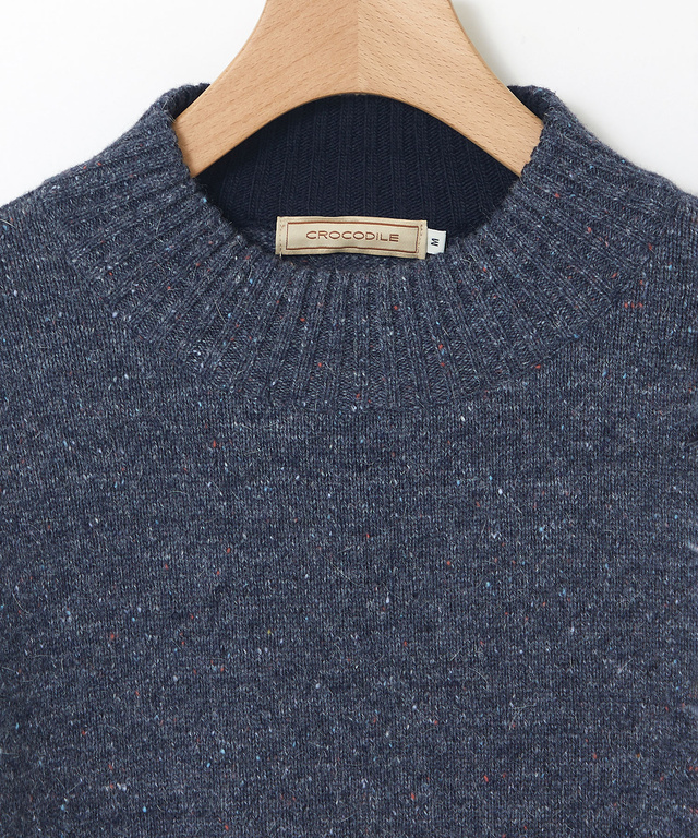 ウールブレンド ハイネック ネップ ニットチュニック【手洗いOK】【オンラインショップ限定】