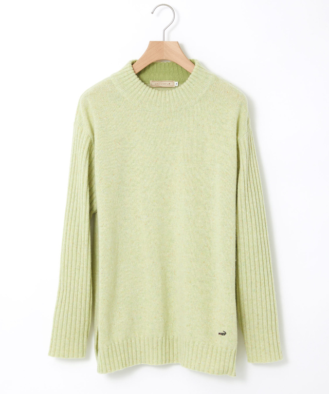 ウールブレンド ハイネック ネップ ニットチュニック【手洗いOK】【オンラインショップ限定】