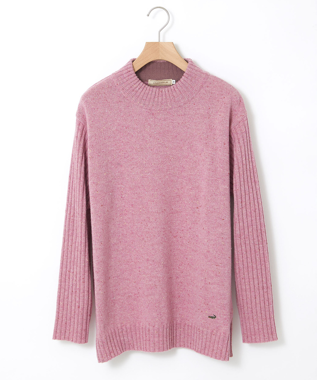 ウールブレンド ハイネック ネップ ニットチュニック【手洗いOK】【オンラインショップ限定】