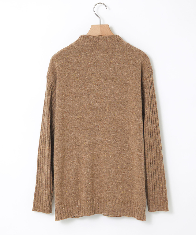 ウールブレンド ハイネック ネップ ニットチュニック【手洗いOK】【オンラインショップ限定】