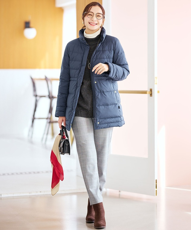 ウールブレンド ハイネック ネップ ニットチュニック【手洗いOK】【オンラインショップ限定】