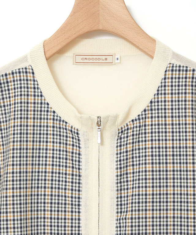 クロコダイルタータン ジップ カーディガン