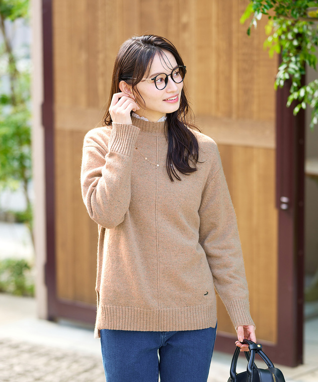 ウールブレンド ネップ ニットチュニック【オンラインショップ・一部店舗限定】【手洗いOK】