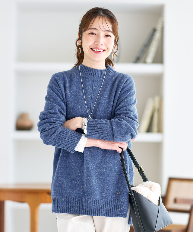 ウールブレンド ネップ ニットチュニック【オンラインショップ・一部店舗限定】【手洗いOK】