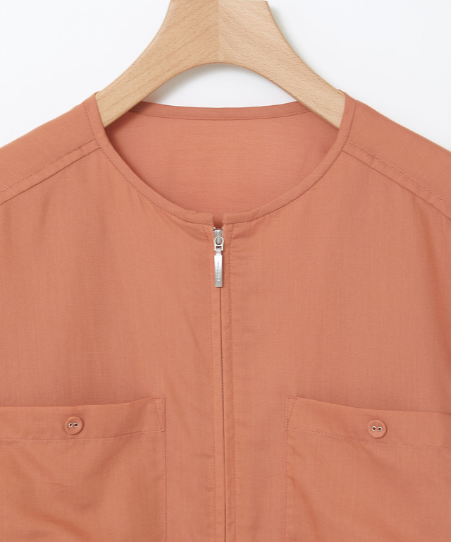 ノーカラー シアー ブルゾン