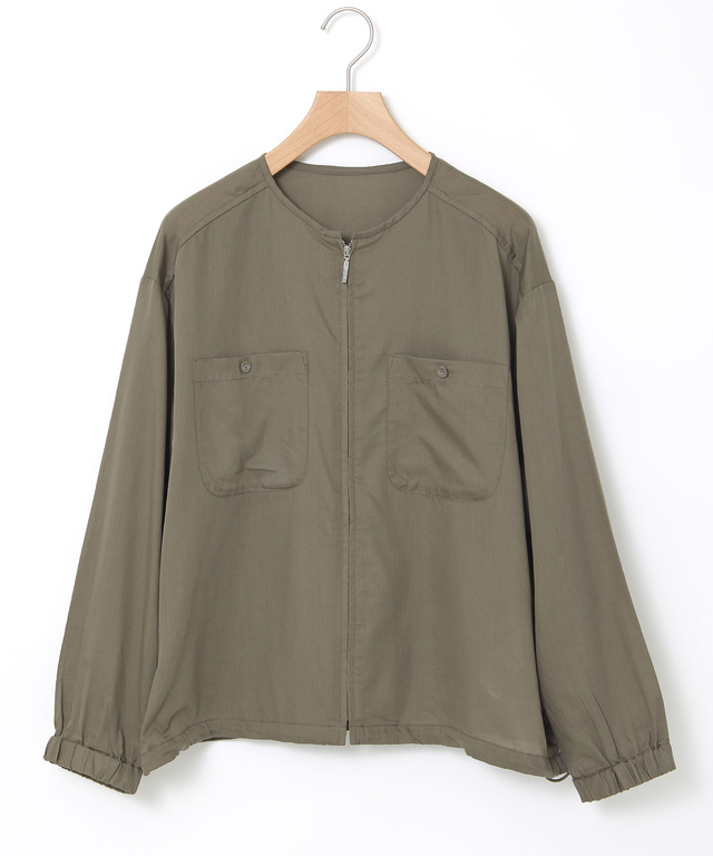 ノーカラー シアー ブルゾン