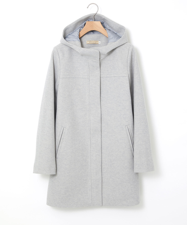 ウールライク フード付き コート 