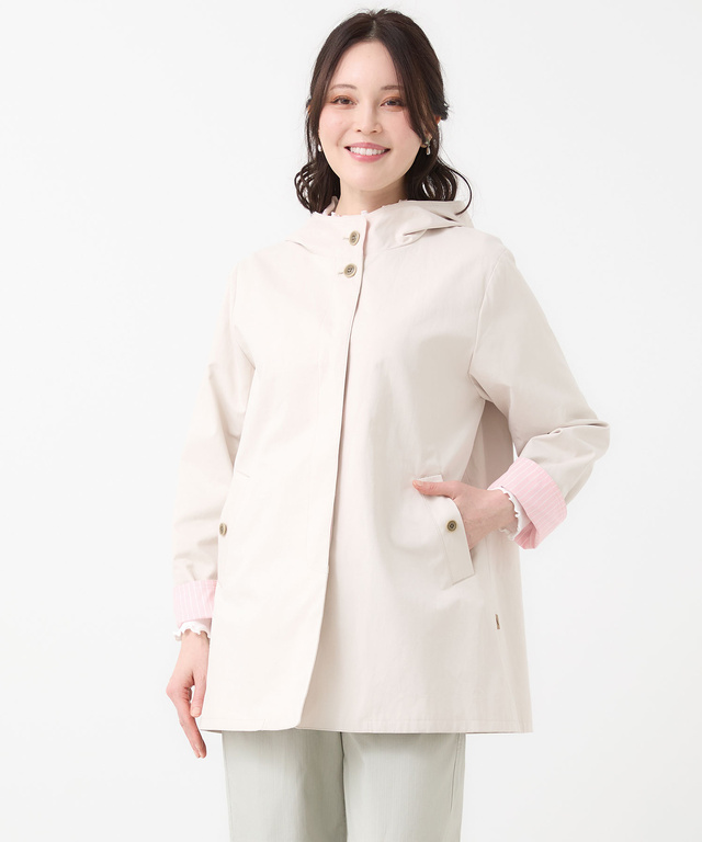 ストライプ バイカラー コート