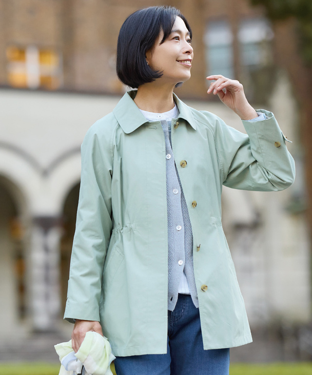 スピンドル付き ステンカラーコート